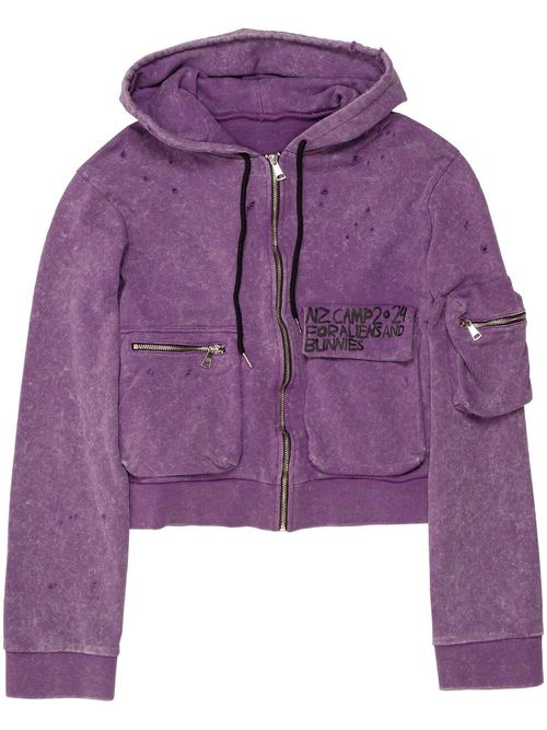 Cropped cargo hoodie - Purple