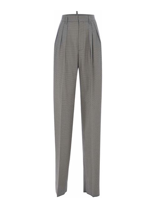 Houndstooth wool blend trousers