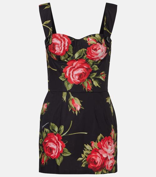 Floral cotton bustier dress