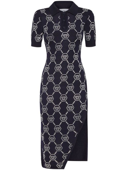 Monogram polo dress - Blue