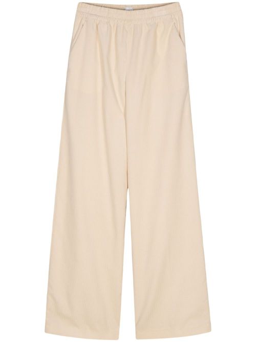 Wide-Leg Corduroy Trousers — Beige