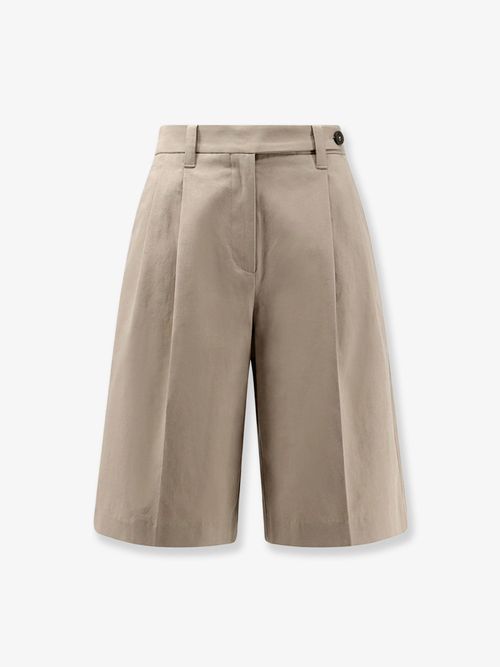 Cotton-Linen Blend Bermudas — Beige