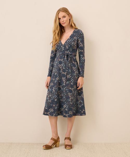 Women's Mountain Meadow Midnight Blue Fit & Flare Wrap Dre
