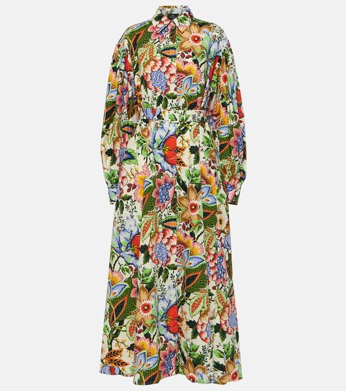 Floral cotton midi shirt dress
