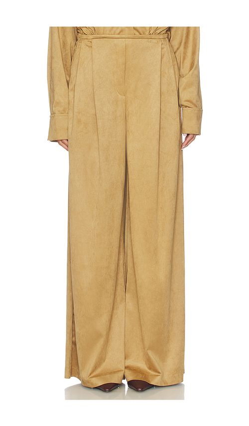 Norma Kamali Mens Pleat Pant en Tan. L. Also en M