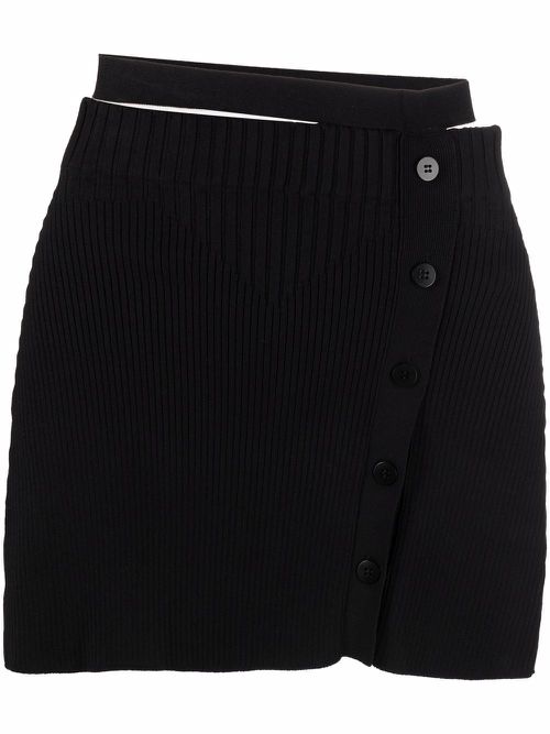 Cut-out high-waist knitted skirt - Black