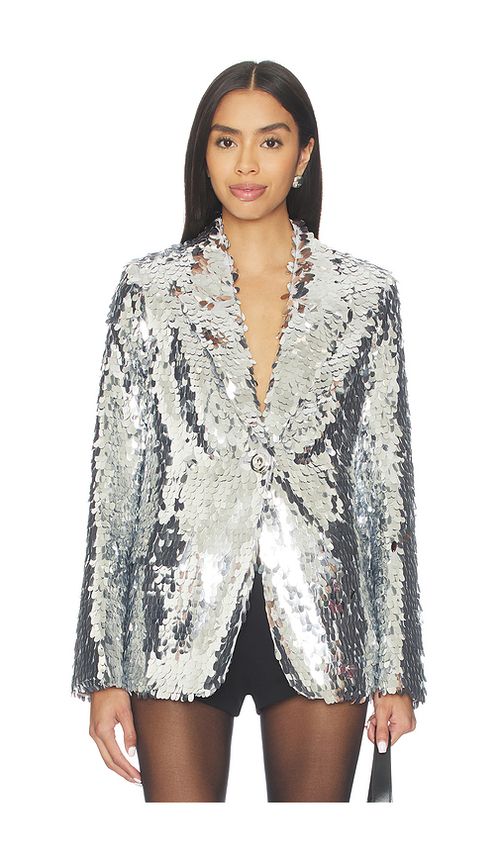 SIMONMILLER Leon Sequin Blazer in Satellite Silver. XS also in L