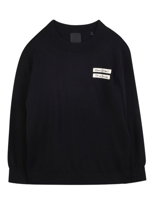 Kids' Casual Ribbed Cuff Sweater with Embroidered Logo