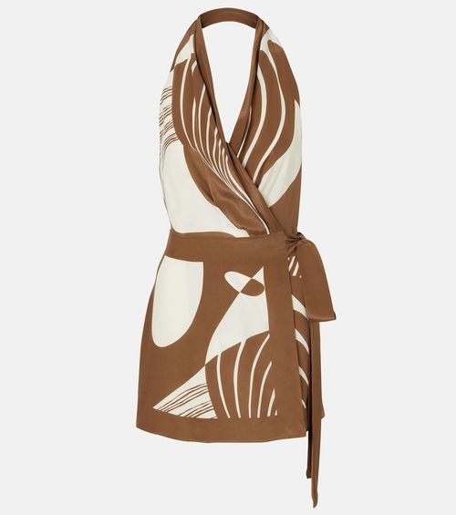 Almara printed silk wrap dress