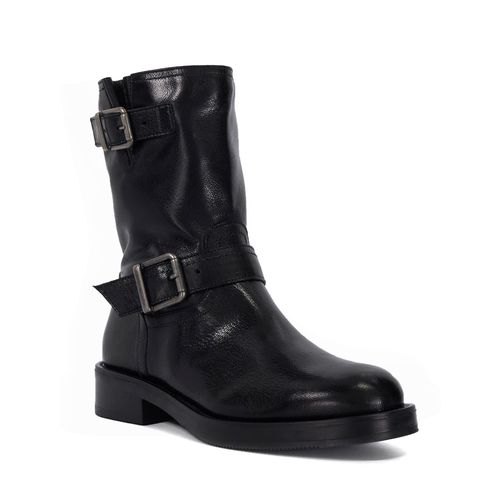 Pixen Buckle Detail Chunky Biker Boots