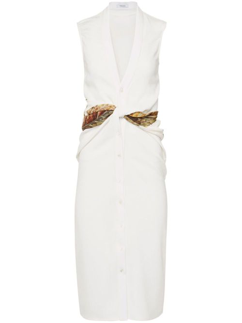 Twisted-belt midi dress - White