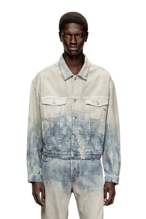 Trucker jacket in Prince of Wales jacquard denim - Denim Jackets - Unisex - Multicolor