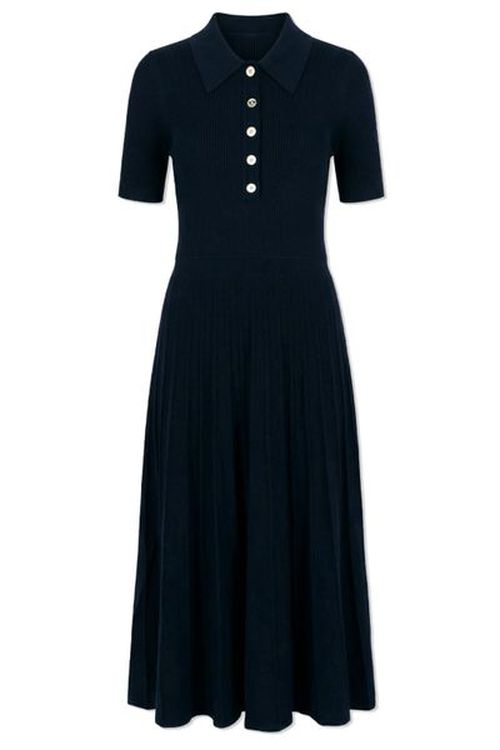 knitted sweater dress with boots Striped Natural/Black Sweater Dress Natural/Black / XL main image 0