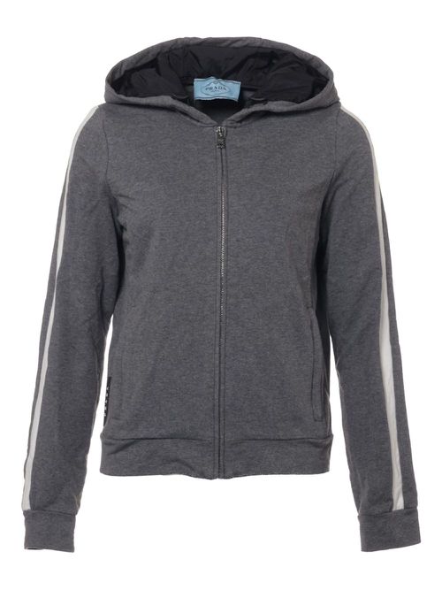 Prada Pre-Owned 2019 stripe-detailed hoodie - Grey