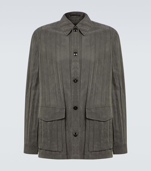 Pleated canvas overshirt