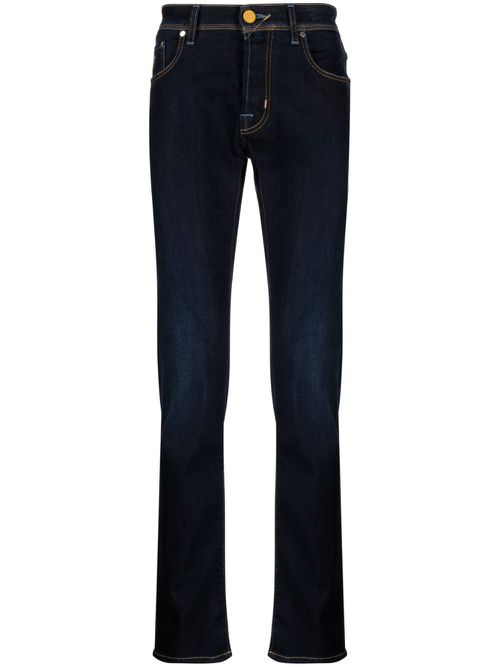 Contrast-stitching skinny jeans - Blue