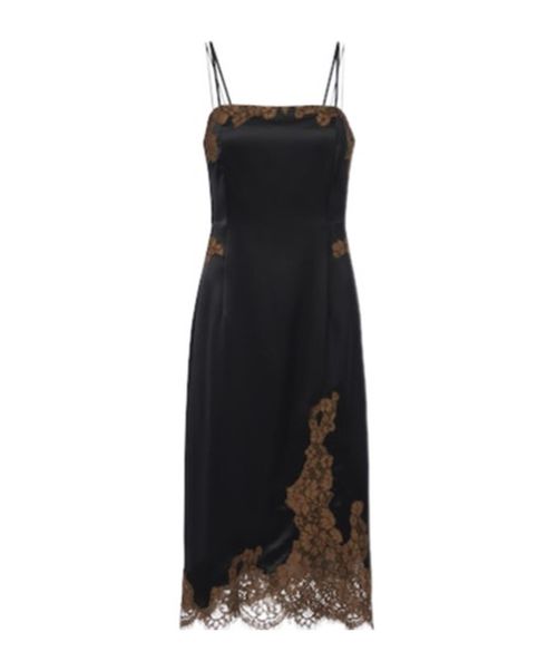 Lace-trim satin camisole dress