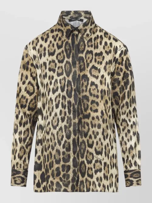 Roberto Cavalli - long sleeve animal pattern collared shirt