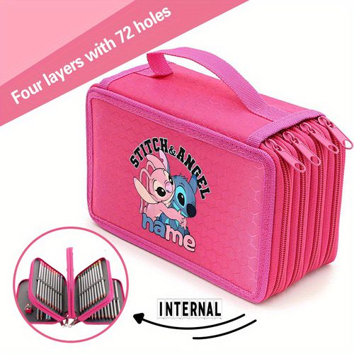 TEMU A Customized Stitch Pencil Case Featuring , Designed With 4 Layers And Of Holding 72 Pens. A Convenient Case For Artists, Storing Painting