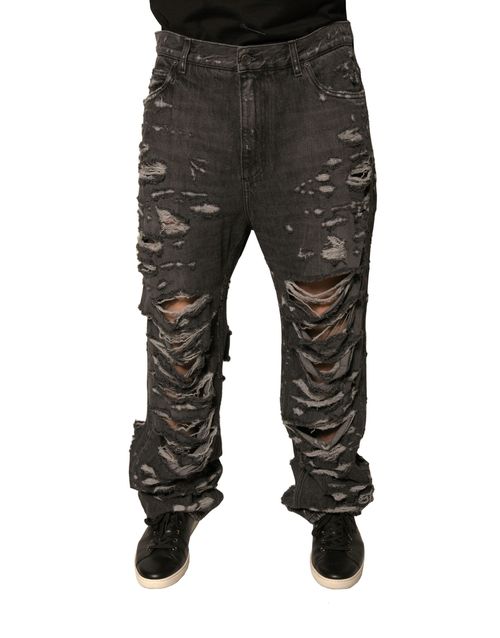 Distressed Denim Jeans — Black