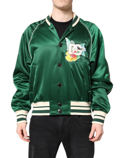 Floral Logo Nylon-Lined Jacket — Green