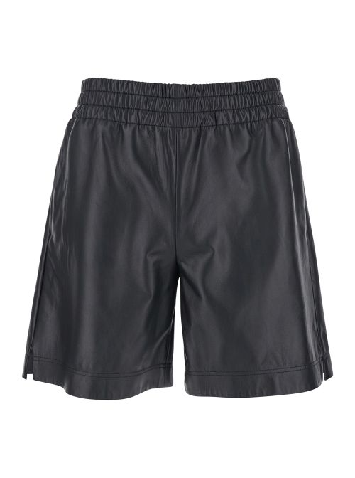 Lamb Leather Bermuda Shorts — Black