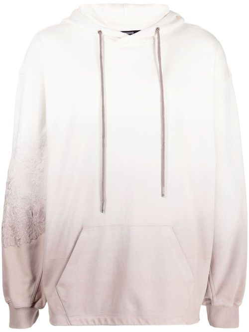 Gradient-effect embroidered hoodie - White