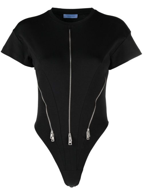 Zip-detail bodysuit - Black