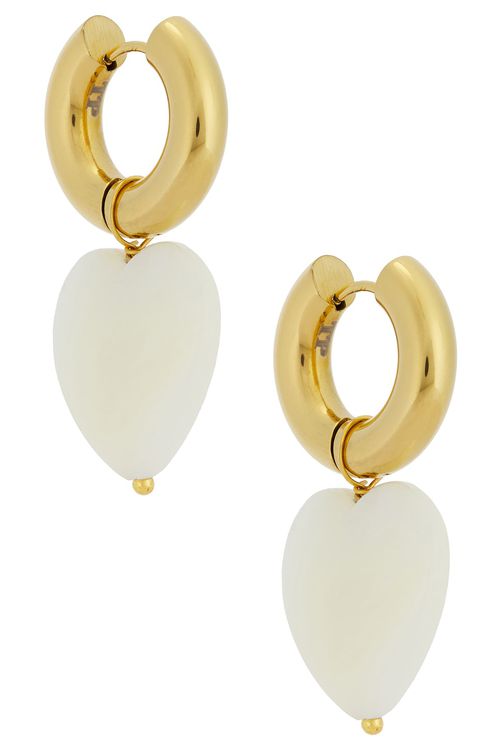 Timeless Pearly Lovely Earrings in White - Metallic Gold.  a