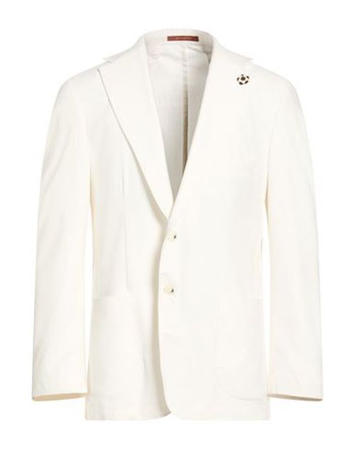 Man Blazer White Size 46 Linen, EcoVero viscose, PES, Elastane