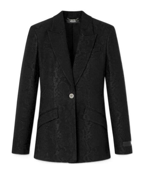 Pattern-Jacquard Single-Breasted Blazer