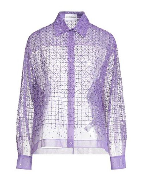 Des_phemmes Woman Shirt Purple Size 4 Nylon, Viscose, Polyester, Glass, Metal