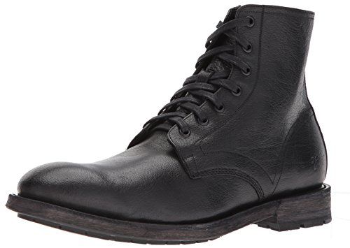 Frye Bowery Lace Up Vintage-Style Leather Boots for Men - Fine Pull-Up Leather with Zipper Closure