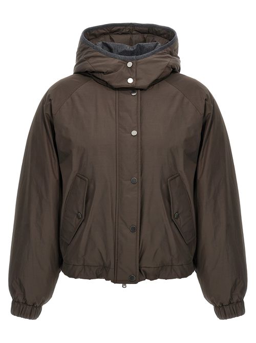 Brunello Cucinelli - Cropped Down Jacket Casual Jackets And Parka Brown