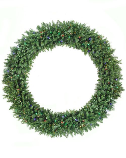 Northlight Pre-Lit Buffalo Fir Commercial Artificial Christmas Wreath - 5-Foot  Multi LED Lights