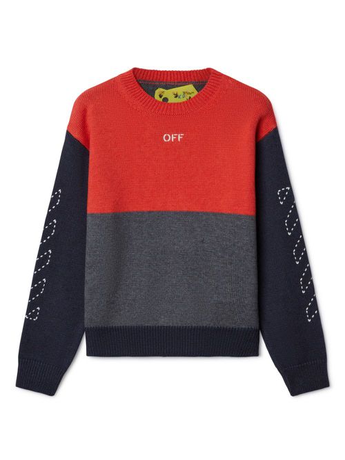 Arrow Stitched colour-block jumper - Green