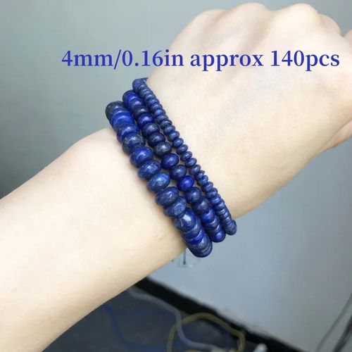 TEMU 2d Flat, Ttuiji 4/6/ Natural Lapis Rondelle Stone Beads - Flat Round Spacer Beads For Jewelry Making, Diy Bracelets & Necklaces, Unique