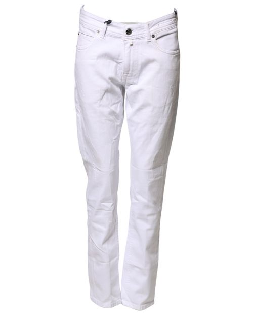 Briglia 1949 White Cotton Straight Fit Men Denim Trouser Men's Jeans Pre-Owned