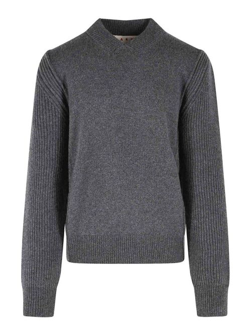 Grey virgin wool and cashmere sweater