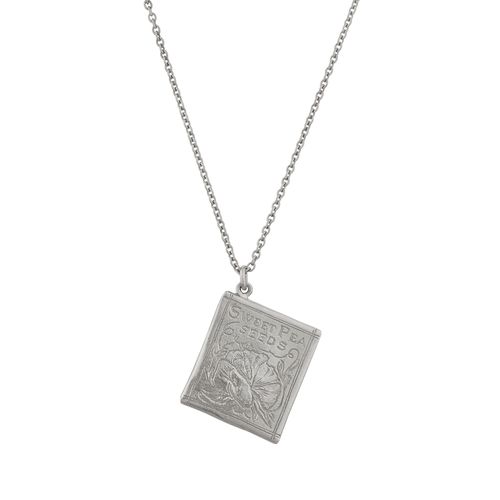 Sweetpea Seed Packet Necklace Silver Jewellery