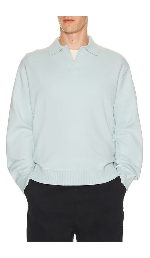 Theory Light Bilen Jonny Collar Pop Over Sweater in Baby Blue. - S also in L, M, XL/1X, XXL/2X