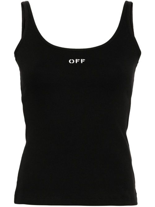 Off Stamp ribbed-knit tank top - Black
