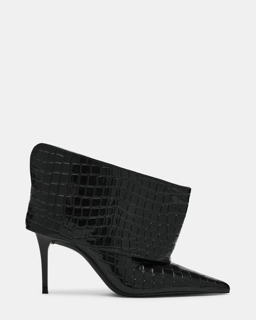 Steve Madden Women's Enella Cuffed Booties - Black Crocodile - - Leather