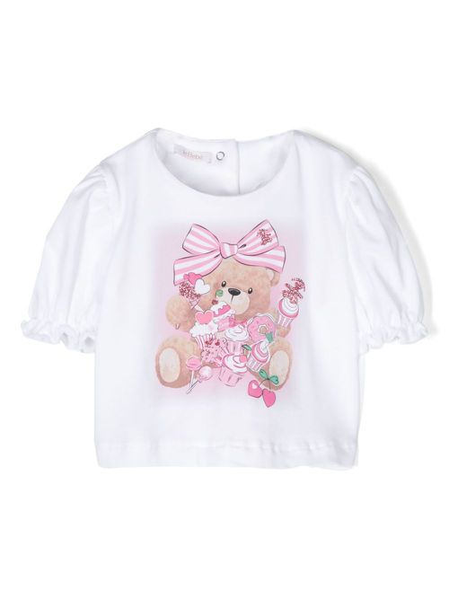 Bear-print T-shirt - White