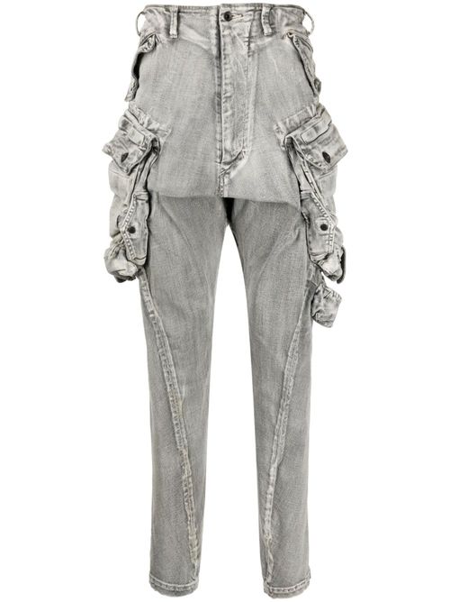 Plaster cargo drop-crotch jeans - Grey