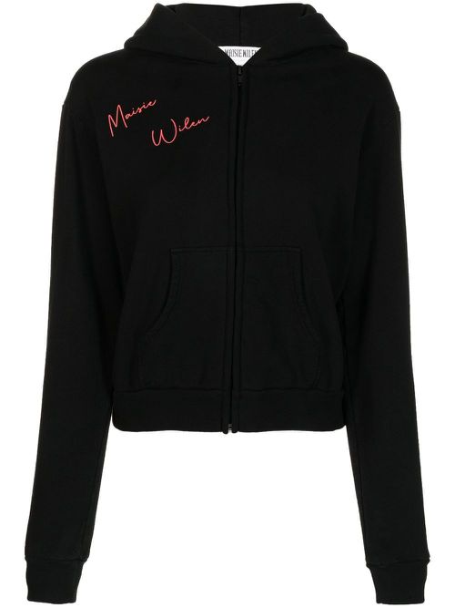 Graphic-print zipped hoodie - Black