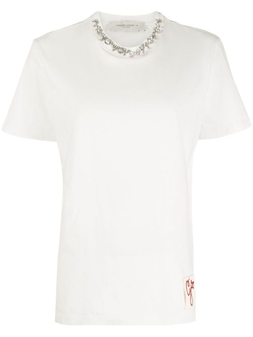 Embroidered cotton T-shirt - White