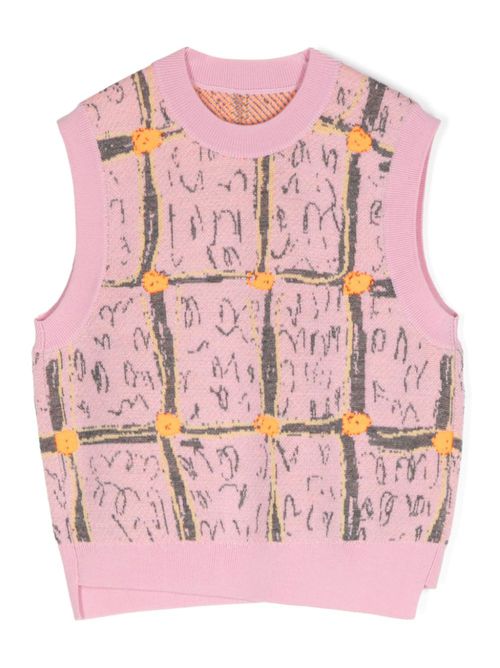 Pink round neck knitted vest
