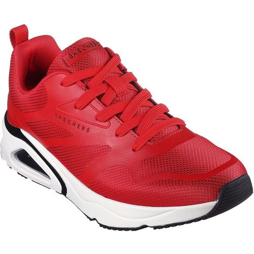 Skechers Mens Mesh Print Overlay Low Top Trainers in Red