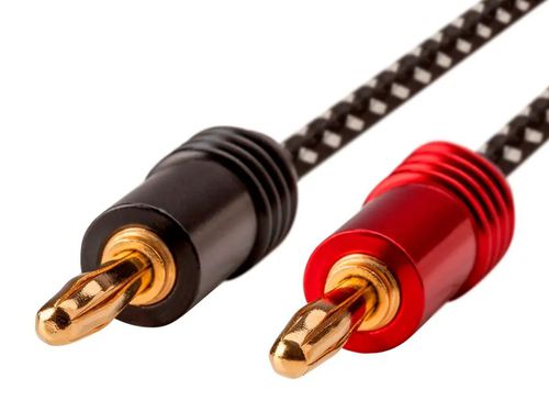 Speaker Wire, Braided with Banana Plugs, 2-Conductor, 14AWG, 6ft